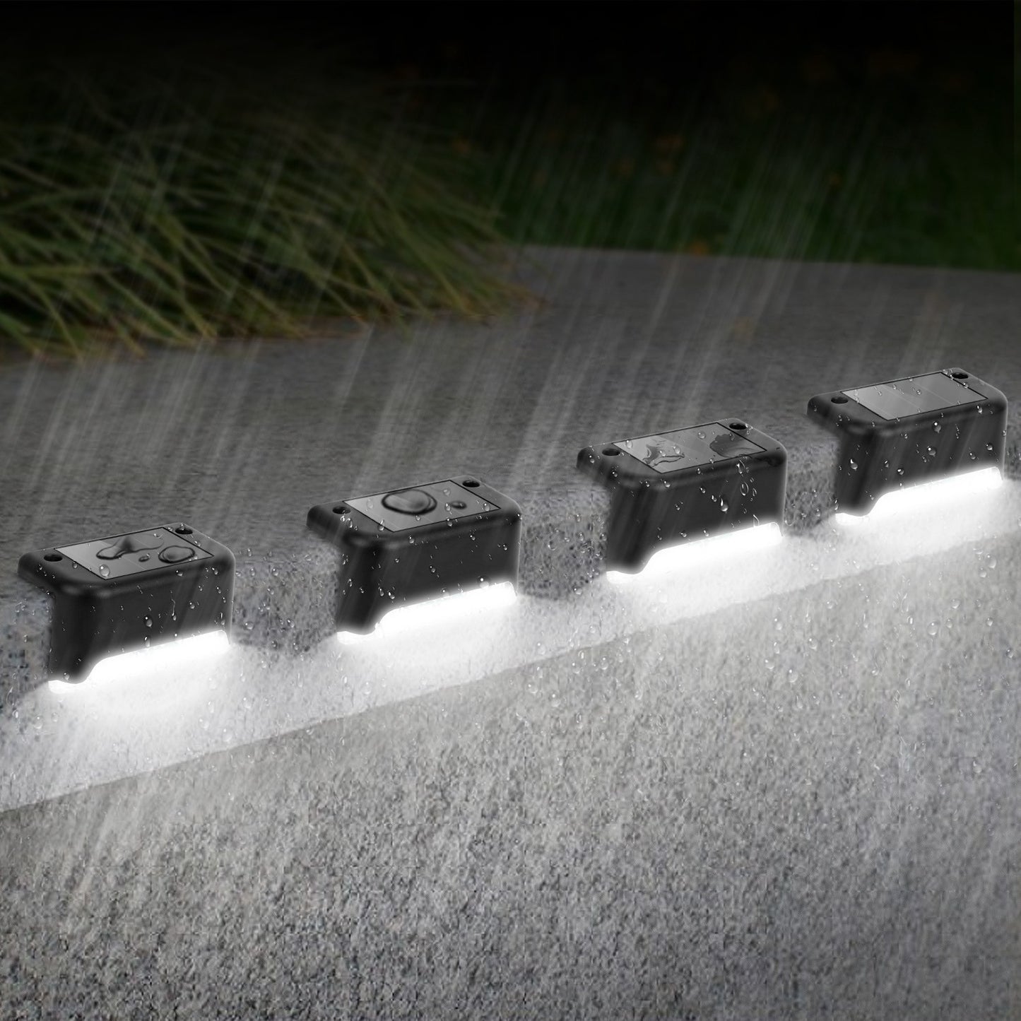 4 Pack Solar Powered LED Step Lights Outdoor Waterproof Dusk to Dawn Fence Stair Yard Railing Lights
