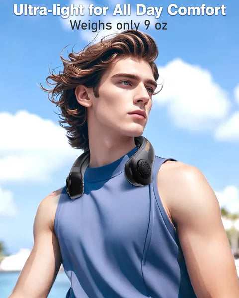 Portable Neck Fan Rechargeable 5-Speed Personal Wearable Fan with Neck Support Quiet Hands-Free Cooling for Travel