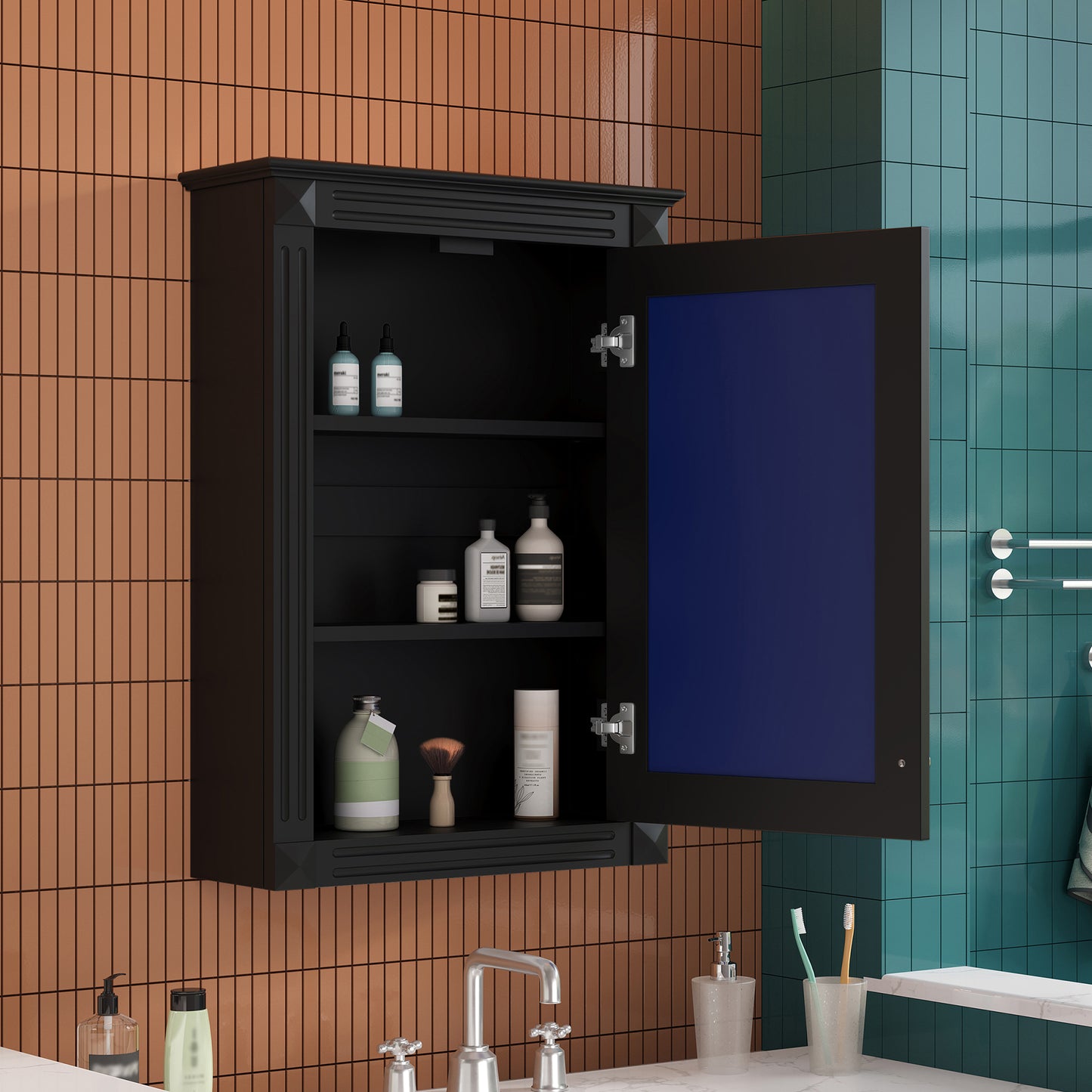 20 Inch Wall Mounted Bathroom Storage Cabinet with Mirror Medicine Cabinet with Adjustable Shelf Over Toilet Space Saver