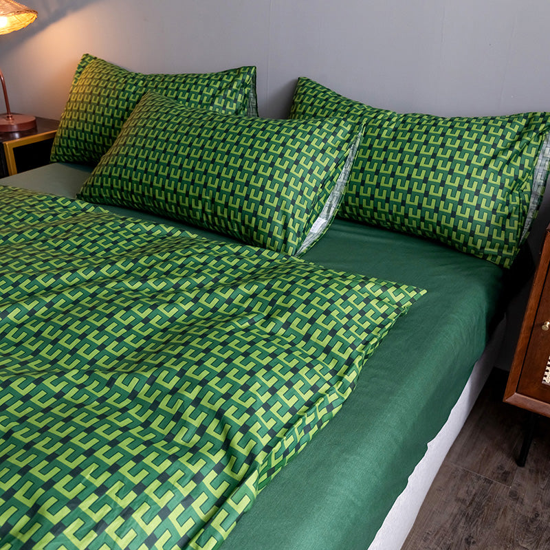 Pure Cotton Fitted Sheet Quilt Cover Bedding Set Soft Breathable Bed Linen Home Textile Set