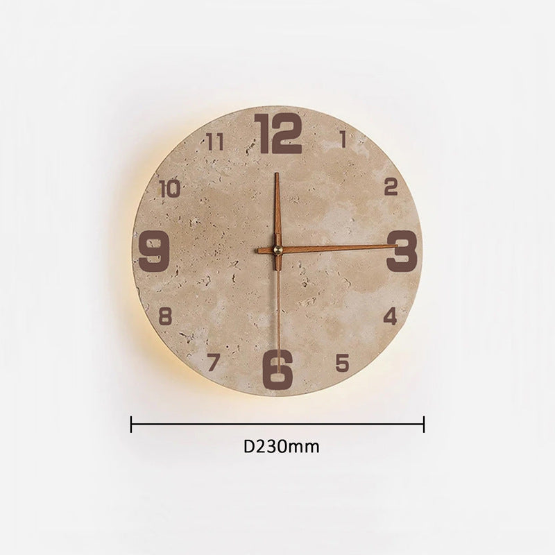 Round Clock Wall Lamp Yellow Cave Stone Design Modern Decorative Bedroom Living Room Light