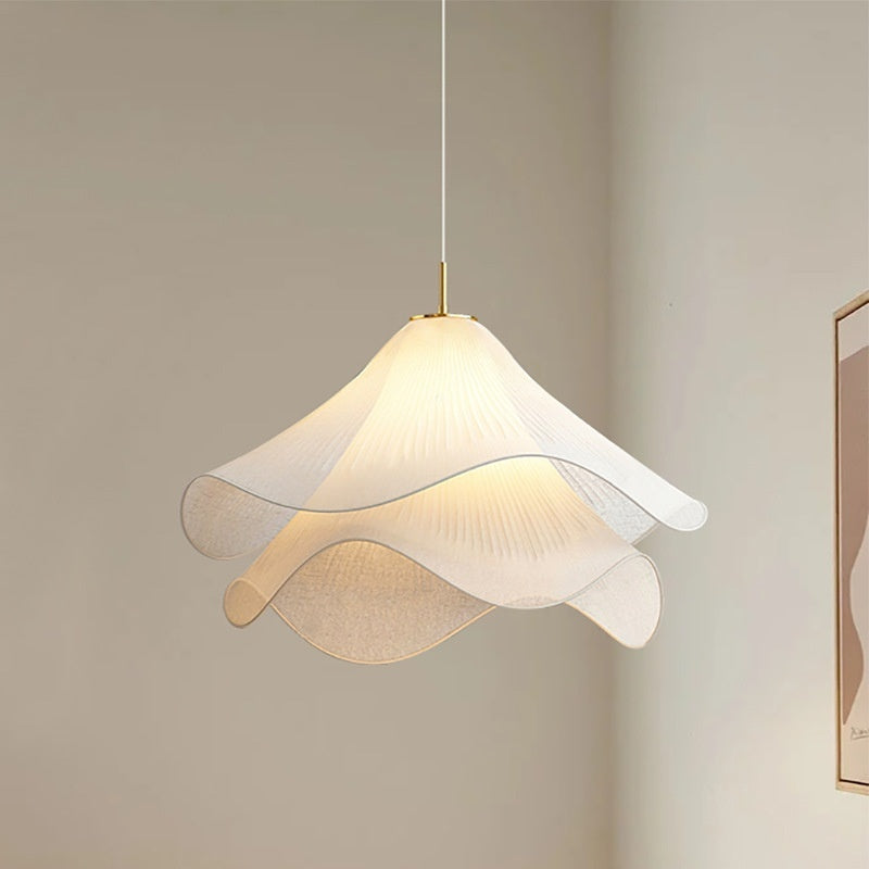 Nordic Cream Fabric Chandelier – High-End Modern Ceiling Light for Living Room, Bedroom & Dining Room