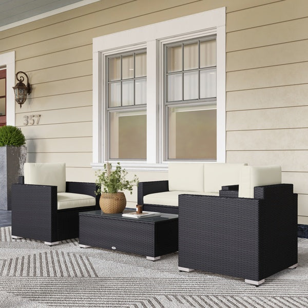 Outdoor Patio Furniture Set Multi-Piece Garden Sofa Table Set Weather Resistant Rattan Seating