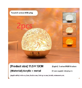 Water Ripple Projector Night Light Crystal Mood Lamp Sunset LED Bedside Decoration Aesthetic Home Bedroom Gift