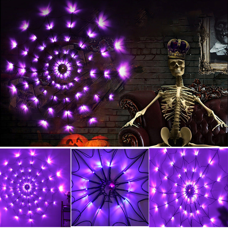 LED Spider Web Lights Halloween Decoration String Lights Horror Atmosphere Outdoor Indoor Party Decor