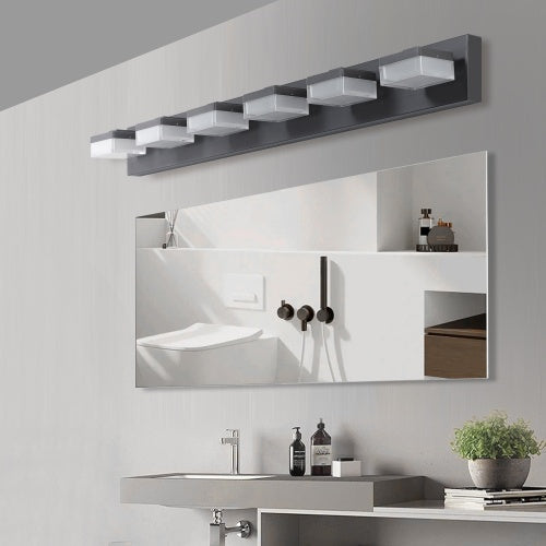 Modern 6 Light Black LED Makeup Mirror Light for Bathroom Vanity Wall Fixture