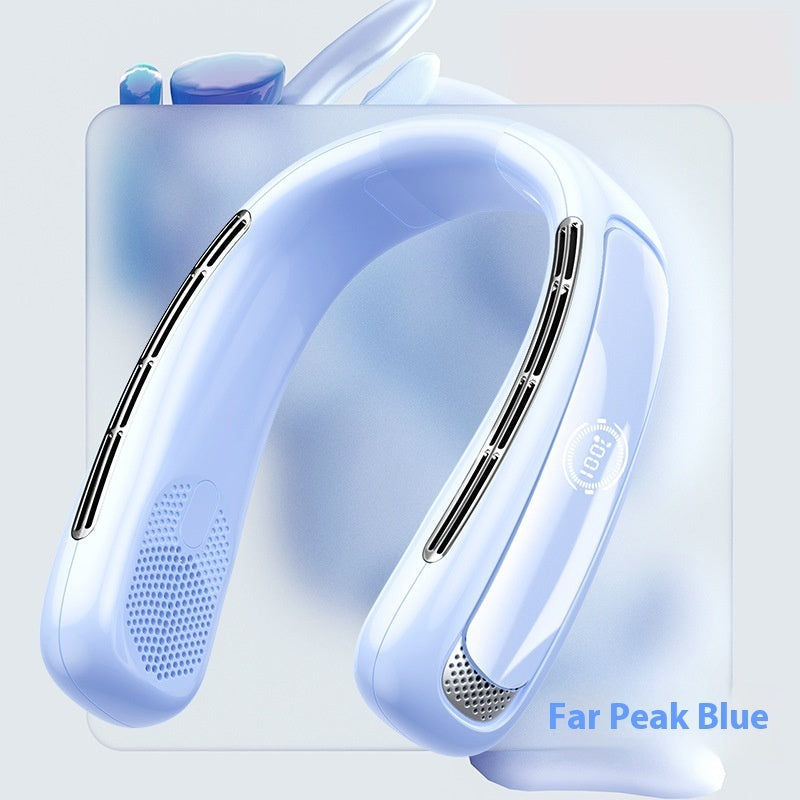 Five Gear Neck Fan USB Charging Portable Refrigeration Halter Fan with Digital Display for Outdoor Cooling Use