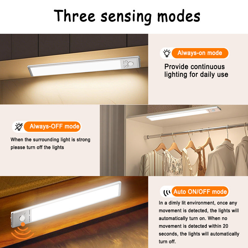 Human Sensing Tri Color Temperature Magnetic Night Light Wireless Motion Sensor LED Lamp