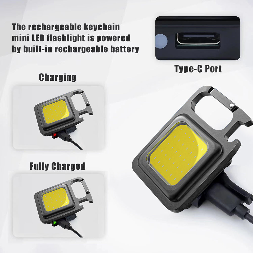 Mini Rechargeable COB Keychain Flashlight – Portable LED Work & Emergency Camping Light