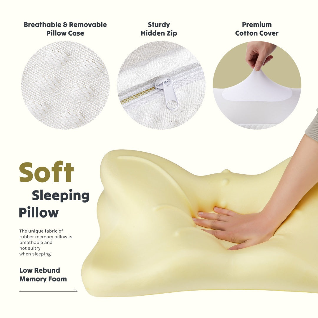 Cervical Neck Pillow Cooling Ergonomic Memory Foam Orthopedic Contour Pillow Dual Height Side Sleep Support