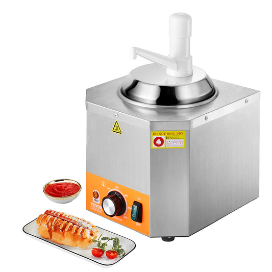 2.4L Electric Cheese Dispenser with Pump Commercial Hot Fudge Warmer Adjustable 86F to 230F Heating Machine