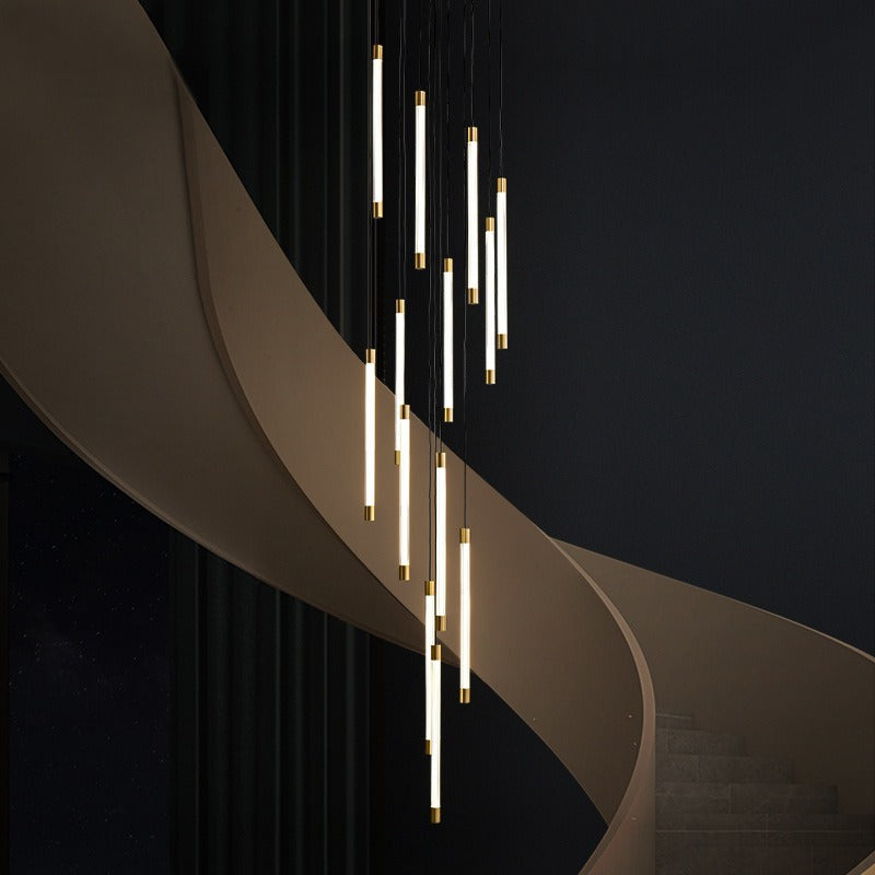 All-Copper Duplex Staircase Chandelier – Modern Luxury Lighting