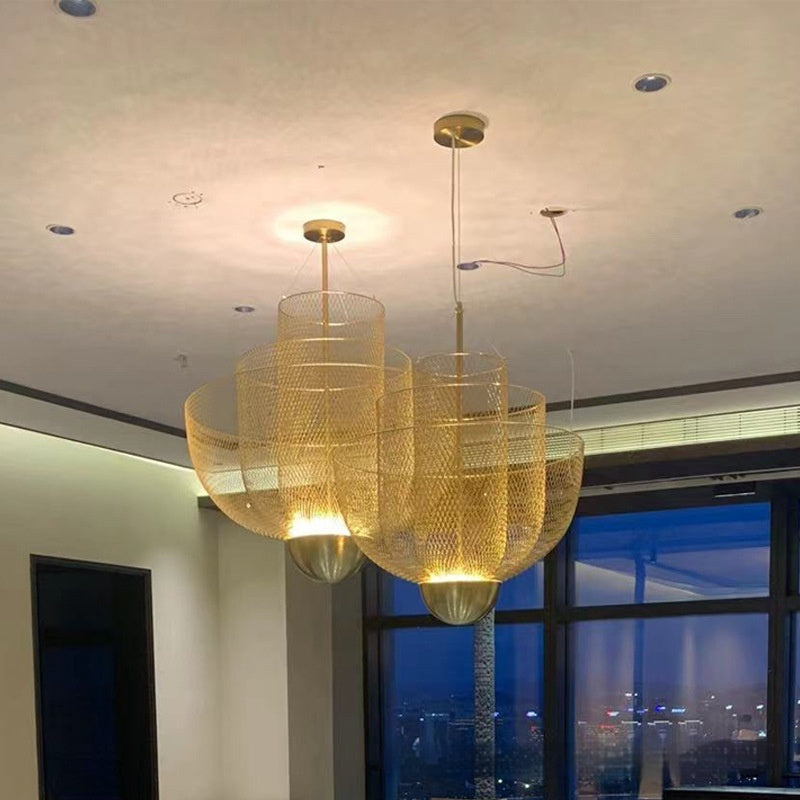Nordic Iron Mesh Chandelier – Modern Light & Shadow Design