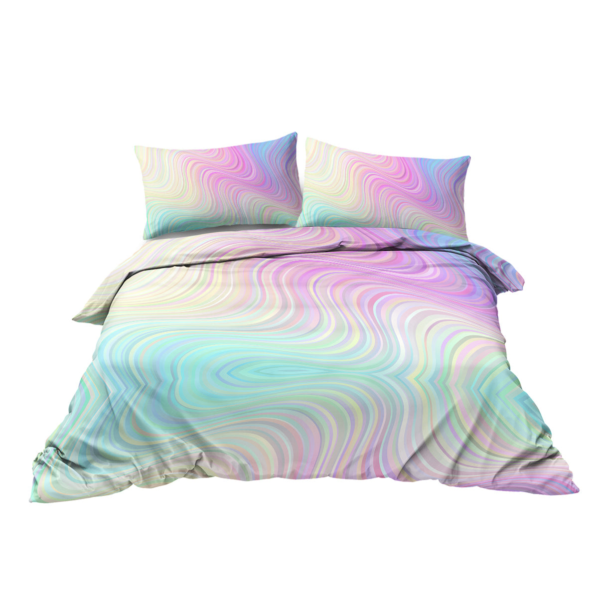 Girly Rainbow Glitter Ombre Duvet Cover Bedding Set 3 Pcs Chic Pastel Purple Blue Green Sparkle Quilt Cover Set with 2 Pillow Shams