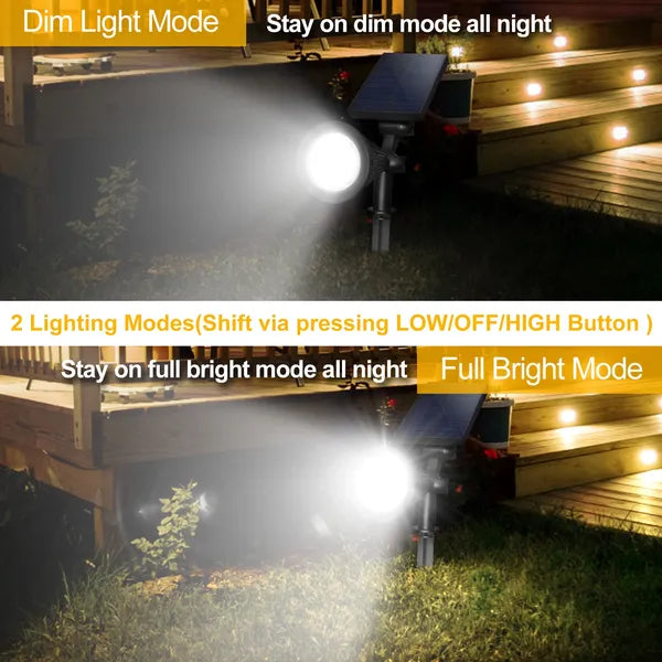 2Pcs Solar Spotlight – Outdoor Waterproof Dusk to Dawn Wall & Garden Path Light