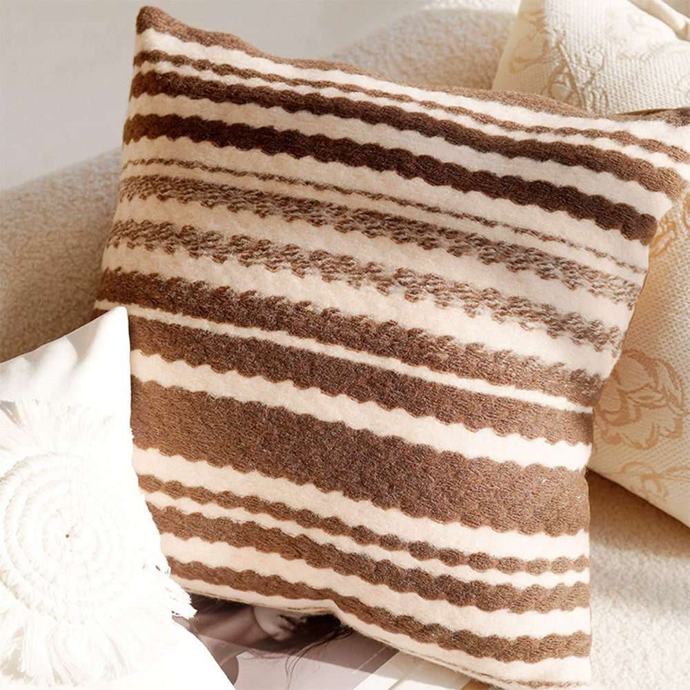 Linen Nordic Style Throw Pillow Covers with Tassel Caramel Color Geometric Retro Texture Cushion Case for Sofa Bedroom Living Room