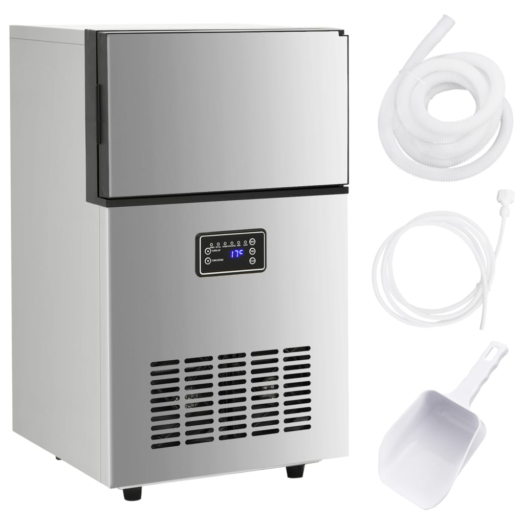 Silver Ice Cube Machine 45 kg per 24 Hours High Capacity Commercial Ice Maker for Home and Business Use
