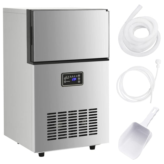 Silver Ice Cube Machine 45 kg per 24 Hours High Capacity Commercial Ice Maker for Home and Business Use