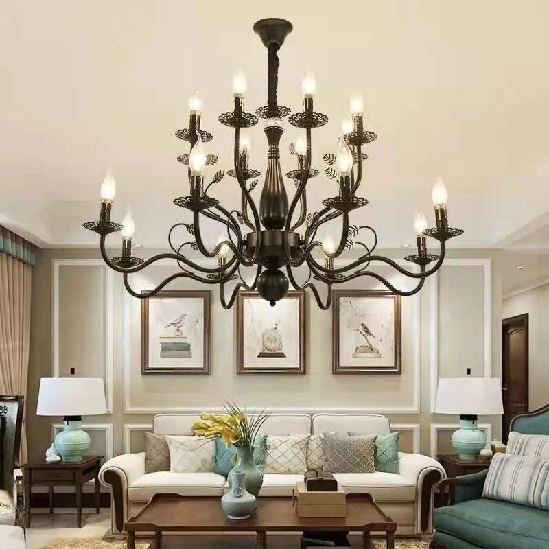 Living Room Bedroom Aisle Wrought Iron Candle Crystal Chandelier