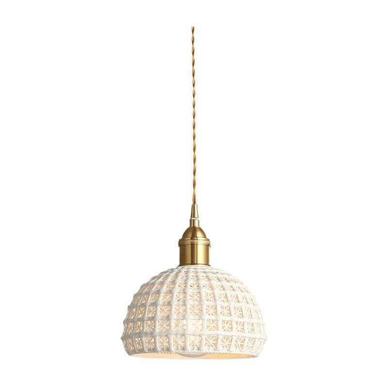 Brass & Ceramic Pendant Lamp – Living Room & Bedroom Bedside Light