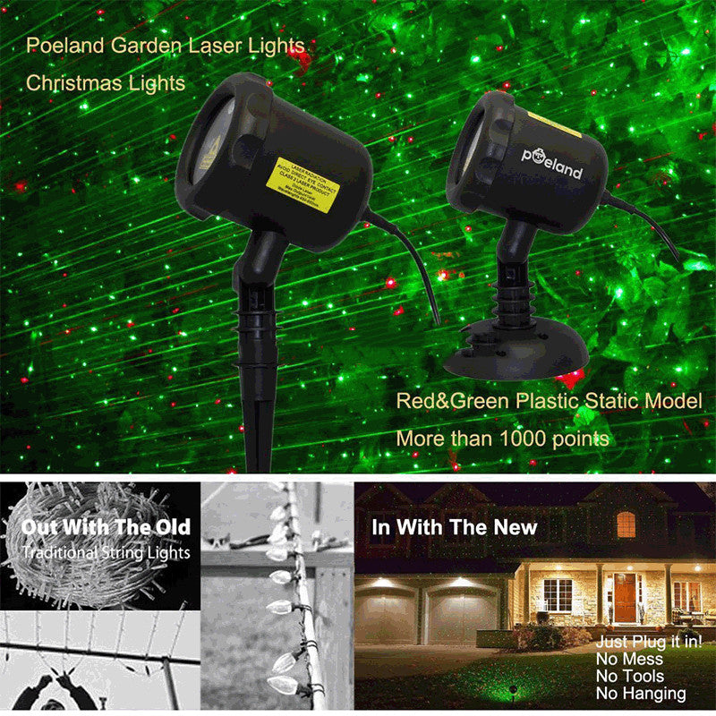 Christmas Laser Projector 8 Patterns LED Lights with Remote Control Outdoor Holiday Decoration Light Show